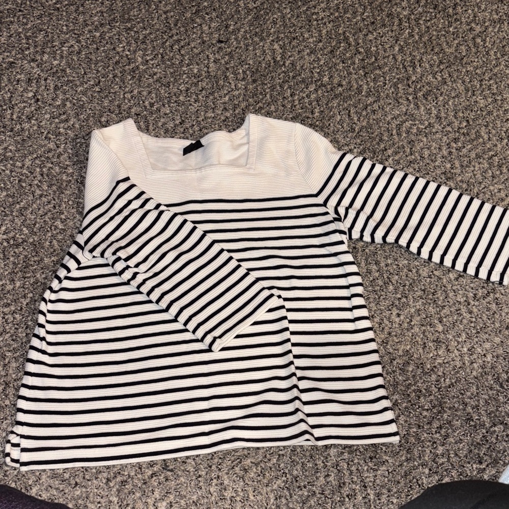 J. Jill Black and White Striped Blouse